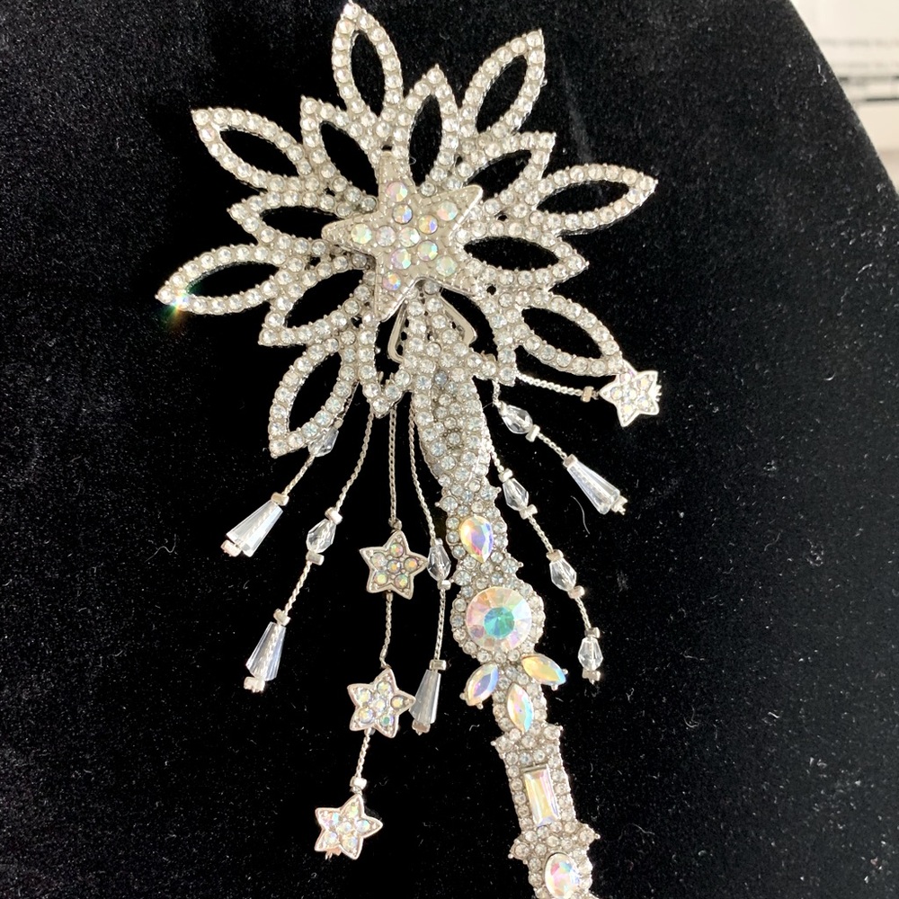 Kirks Folly Iridescent Crystal Starburst Brooch - Silver Tone RARE !!!!